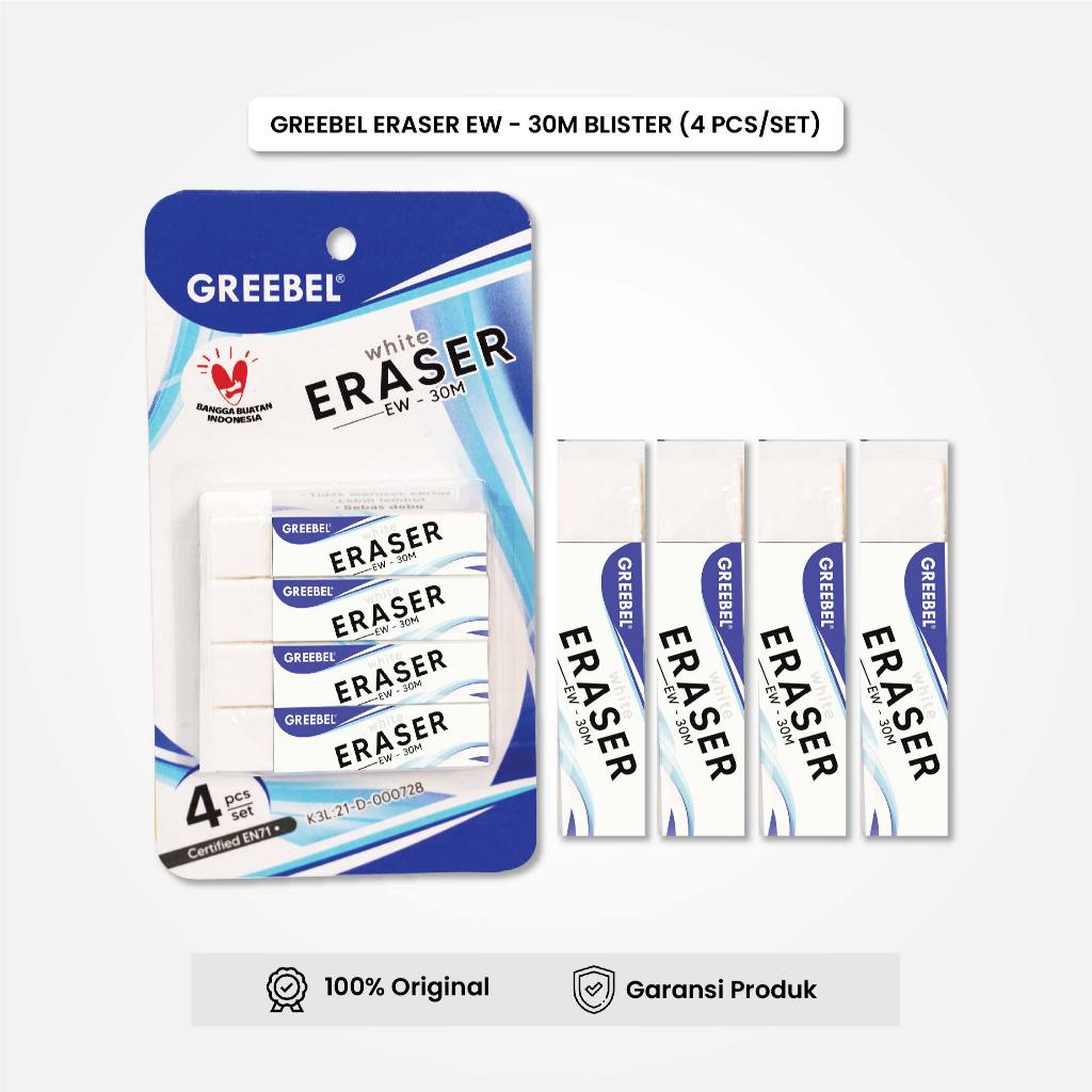 

Eraser Hapusan Penghapus Pensil / Greebel EW30M Blister (4PCS/SET)