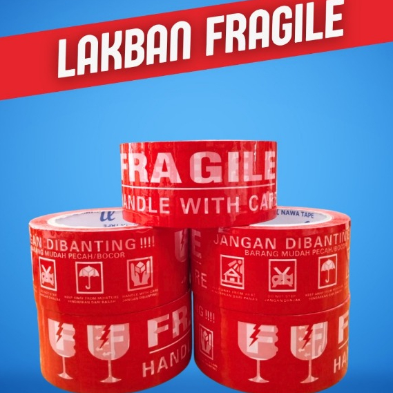 

Lakban Packing Fragile Merah 48MM x 80 Yard