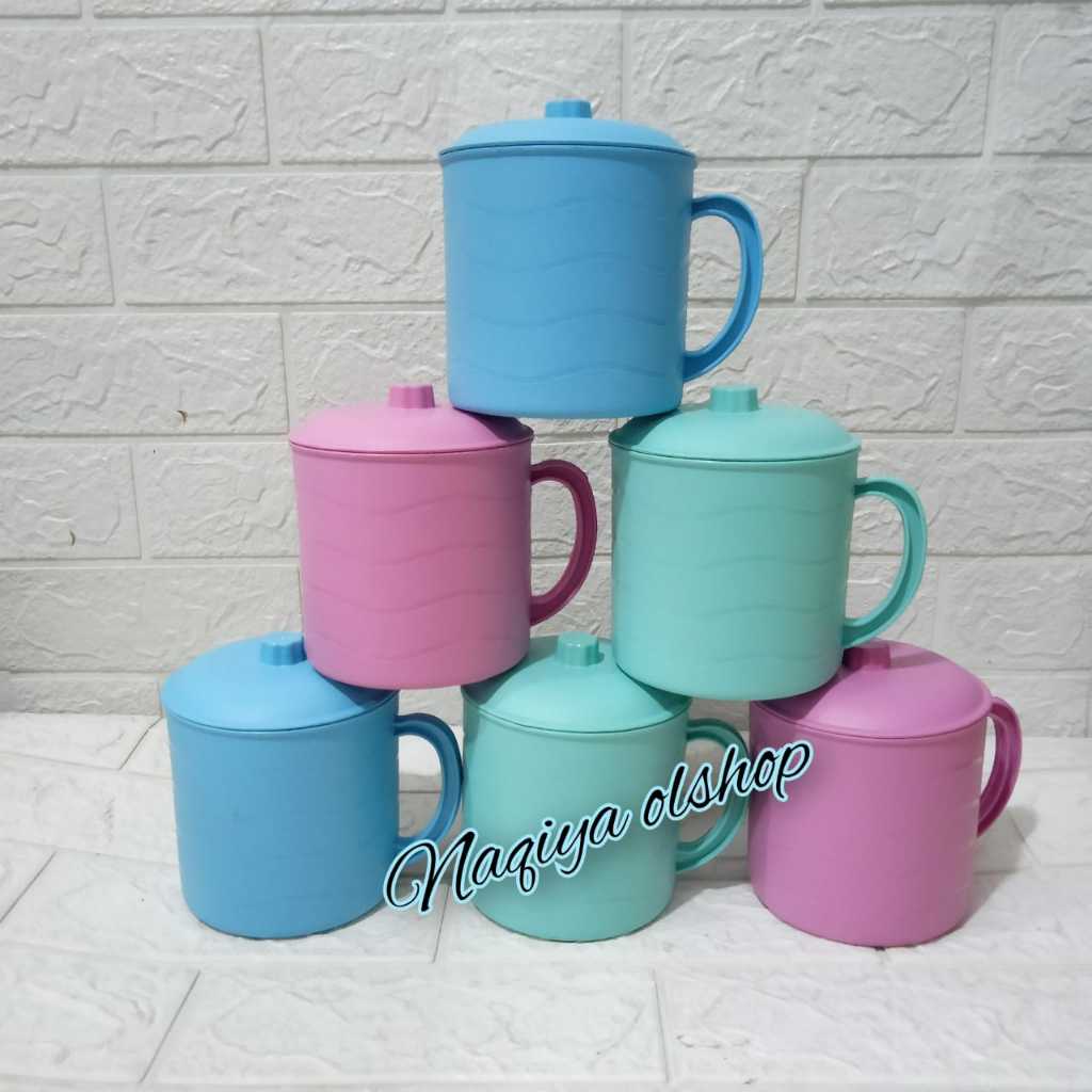 Mug Plastik / Gelas Jumbo Plastik / mug Gagang Tutup / Gelas Air Minum