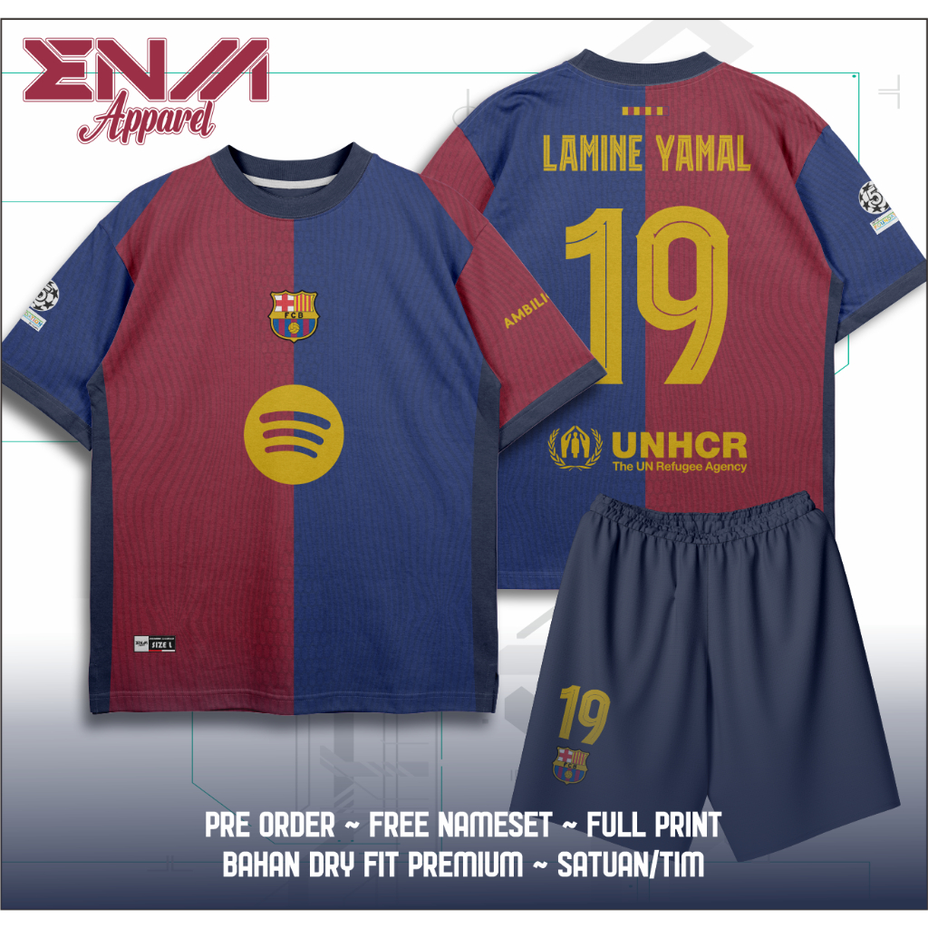 Jersey bola custom BARCELONA terbaru free desain nama dan nomer full printing