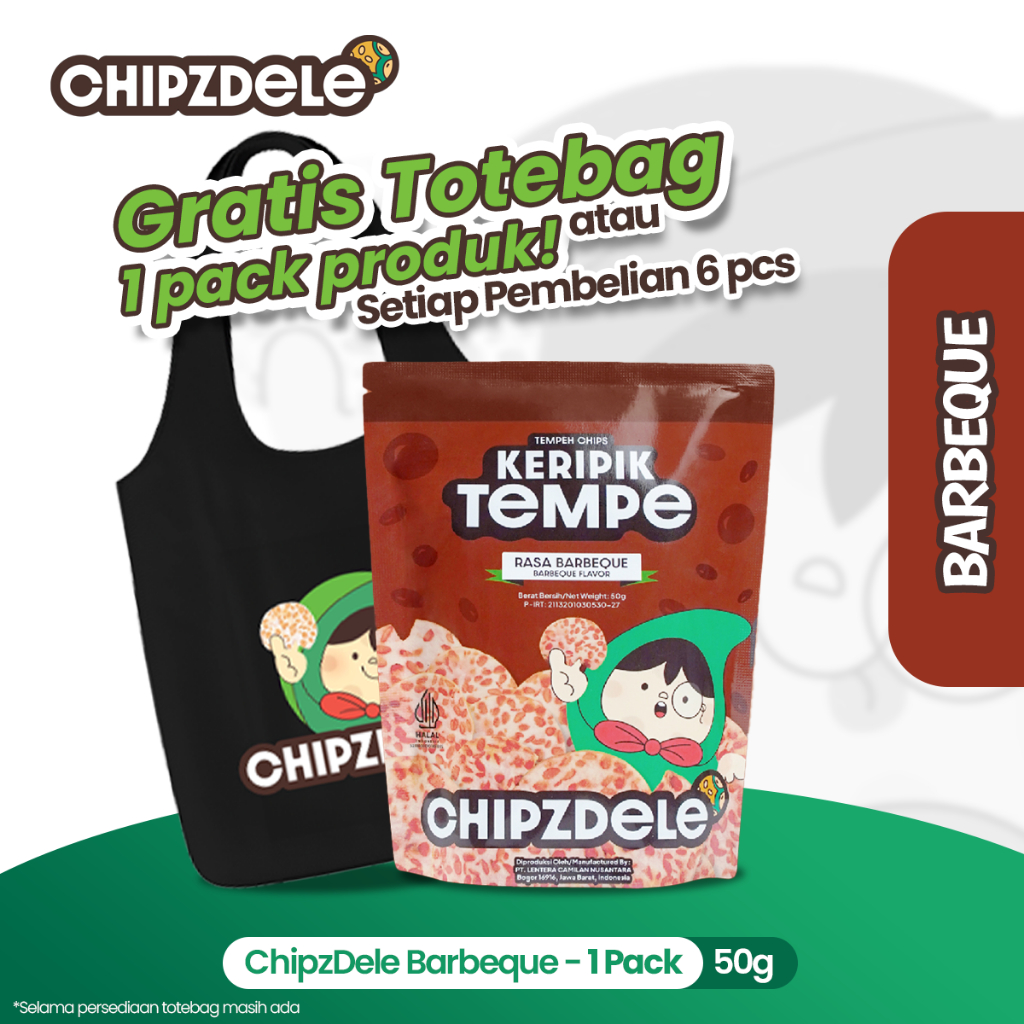 

Chipzdele Keripik Tempe Rasa Barbeque 50 gram - 1 Pack