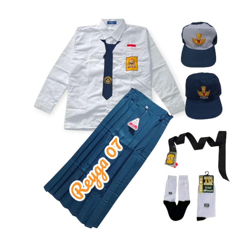 Setelan Seragam Smp Perempuan Biru Putih Baju Lengan Panjang Setelan Lengkap Seragam Sekolah Smp