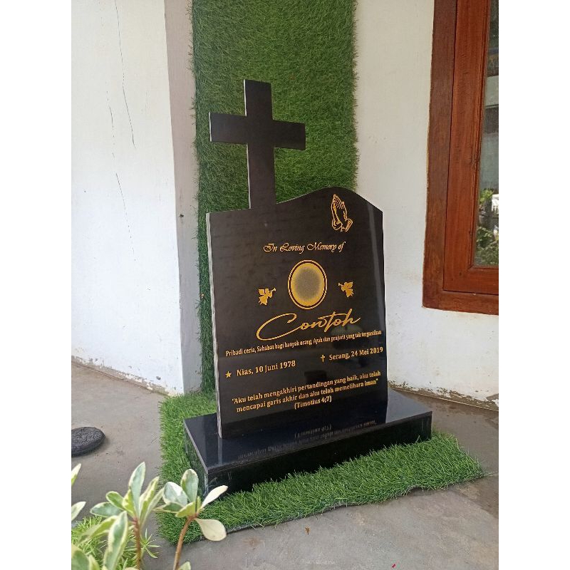 Batu nisan kristenXsalib granit hitam glossy