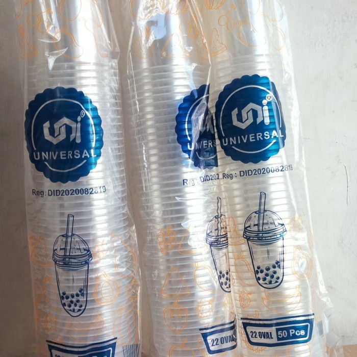 Cup / Gelas Plastik Oval 22 Oz Universal Isi 50