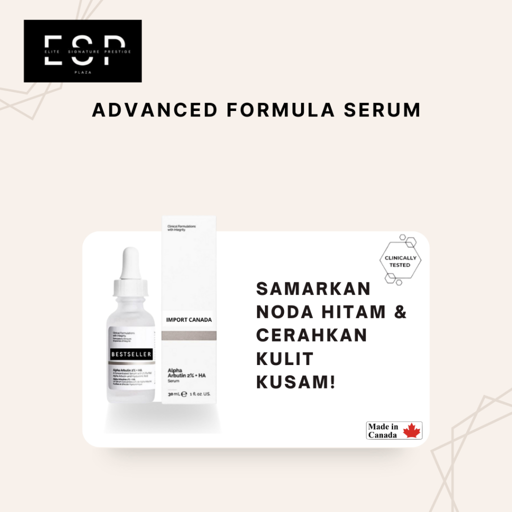 SERUM ALPHA ARBUTIN 2% + HYALURONIC ACID 30ML - PENCERAH FLEK HITAM [PRODUCT CANADA]