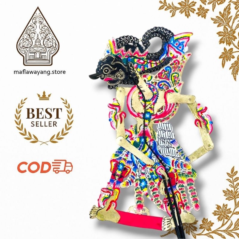 Wayang Kulit Asli Gatotkaca Emas Standar Dalang