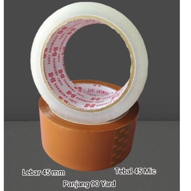 

Lakban Coklat/ Bening 90 Yard x 45 mm x 45 Mic Merek Harmony