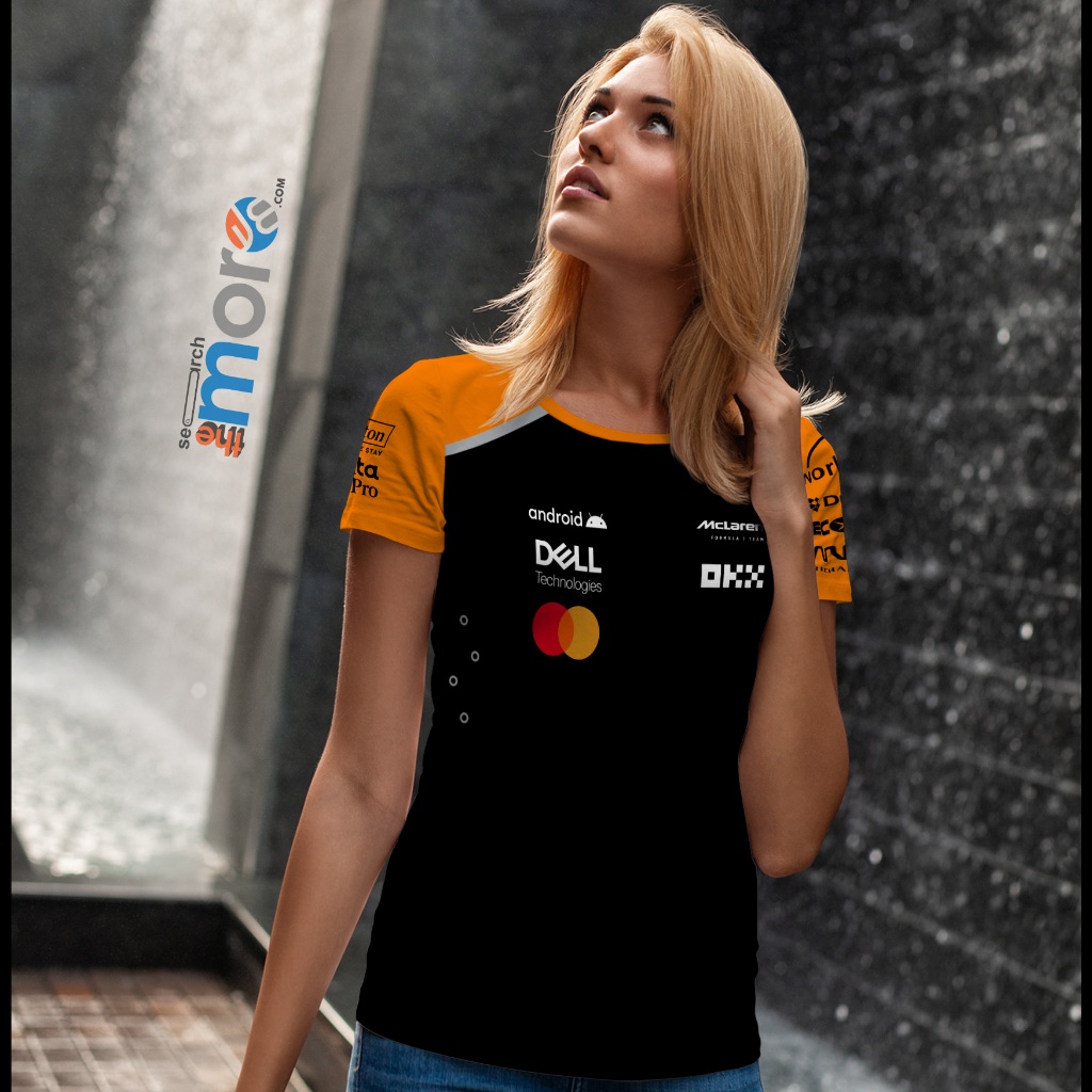 the moro-Kaos Baju Tshirt JERSEY F1 MCLAREN HITAM 2025 Wanita Dewasa Lengan Pendek|Printing Sublime