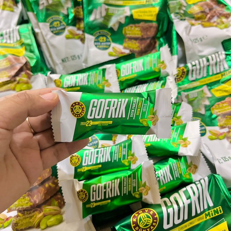 

QH [READY RATUSAN] exp 2026 GOFRIK MINI Coklat Turki Isi 10 pcs Waffer Coklat Pistachio Cemilan