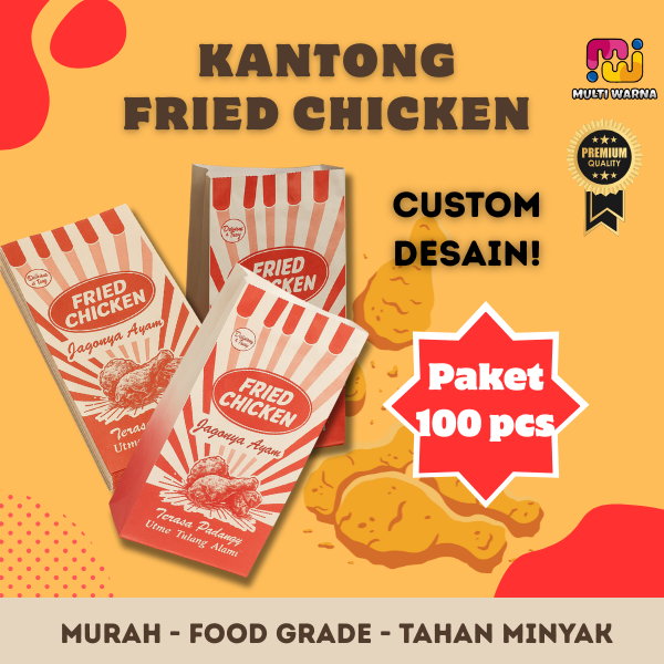 

(Paket 100 pcs) Kantong / Bungkus Fried Chicken / Kantong Kertas Fried Chicken Custom