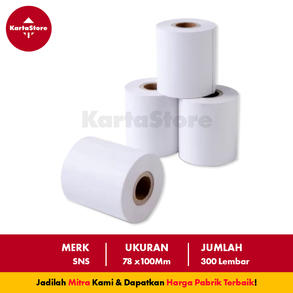 

LABEL THERMAL 78 x 100 mm Isi 300 Pcs SNS