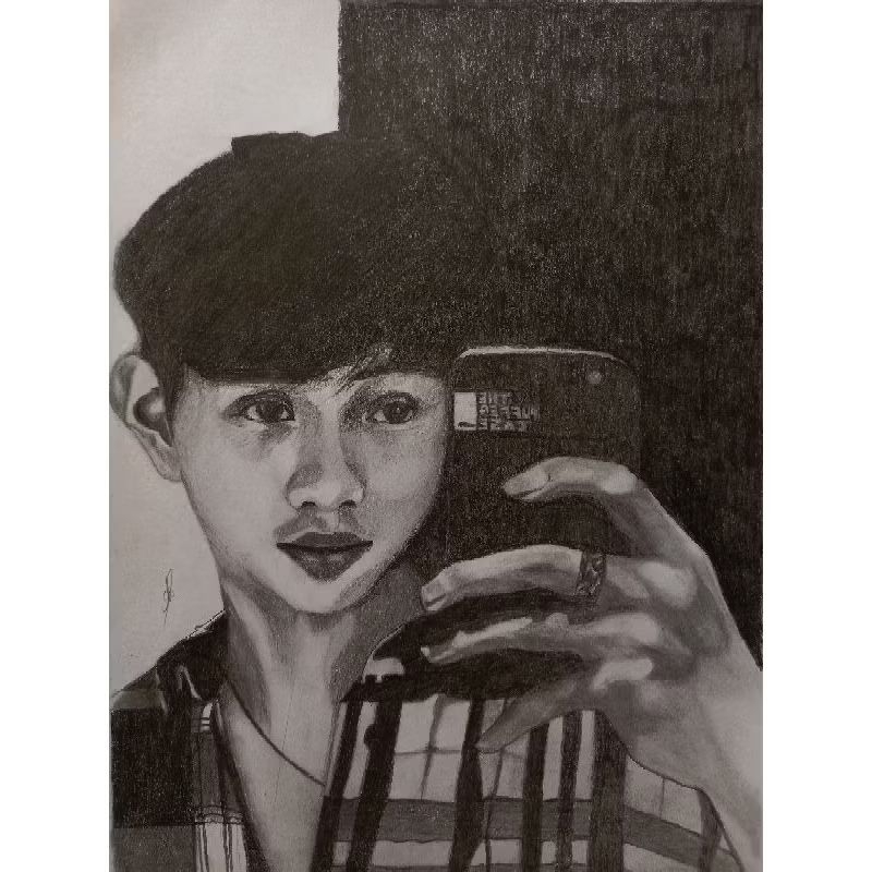 lukisan wajah hitam putih realis