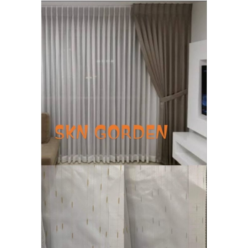 KAIN DALEMAN GORDEN  VITRASE KAIN PUTIH POLOS GORDEN VITRASE PRISKEET KAWAS S MOTIF SERAT GERIMIS