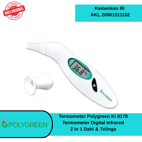 Termometer Polygreen KI 8176 Termometer Digital Infrared 2in1 Dahi & Telinga
