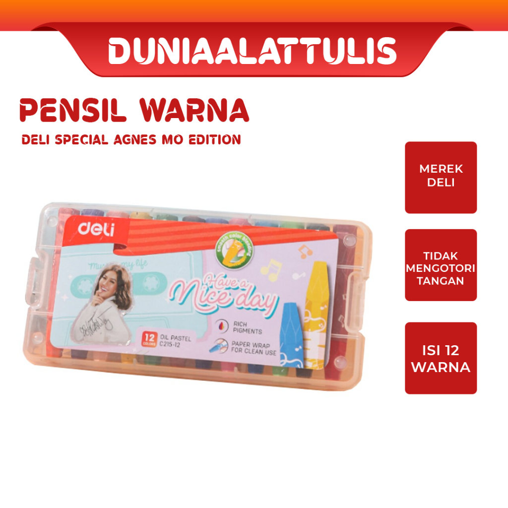 

DELI - KRAYON / CRAYON OIL PASTEL 12 WARNA CC215-12 EDITION AGNES MO