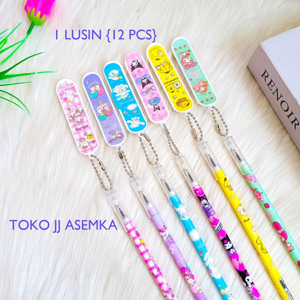 

12 PCS PULPEN GANTUNGAN SKATEBOARD SANRIO LUCU UNIK KARAKTER ALAT TULIS SEKOLAH TERMURAH COD