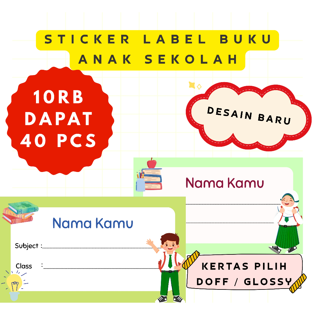 

Sticker Label Buku Anak Sekolah - Stiker Nama Anak Sekolah - Stiker Buku - Sticker Buku Sekolah