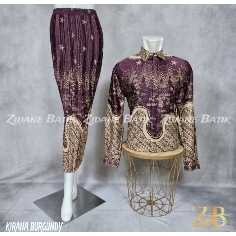 Azka fashion makassar ❤️ Couple Batik | Baju Pesta Coupe | Rok plisket batik + kemeja batik