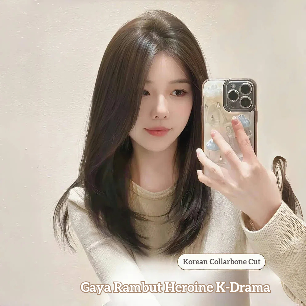 Rambut Palsu Wanita Panjang Wig korean style Wig tanpa poni Wig Wanita Full Kepala Wig Daily  Wig Pr