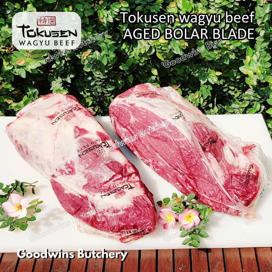 

Wagyu beef Tokusen BOLAR BLADE marbling MBS-5 AGED-CHILLED daging sapi sampil