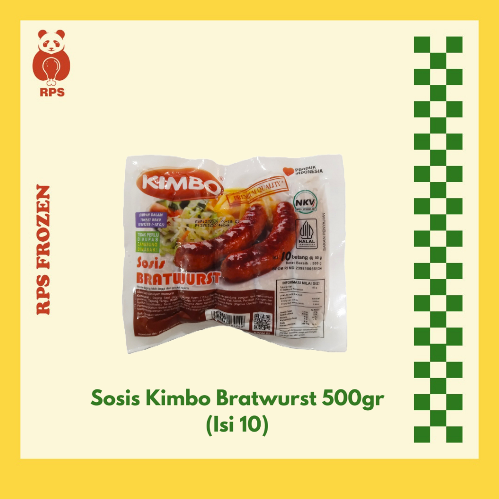

Kimbo Sosis Bratwurst Isi 10, Sosis Kimbo 500gr, sosis kimbo