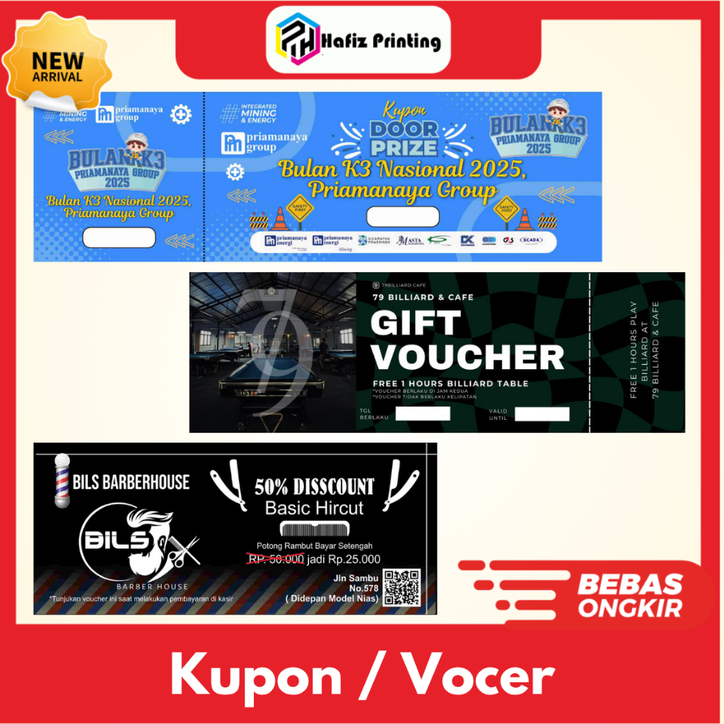 Cetak kupon custom/ kupon qurban/ karcis parkir/ kupon undian art paper lembaran