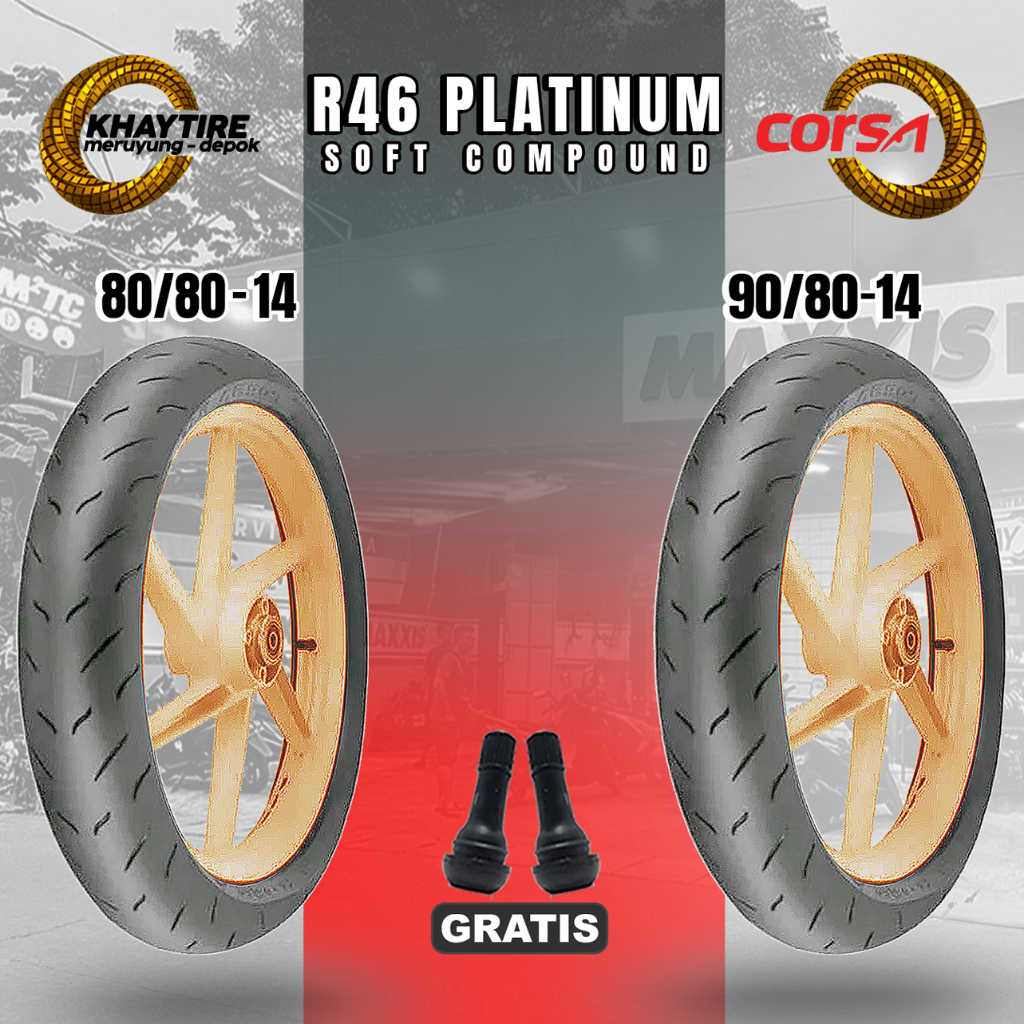 BAN MOTOR MATIC CORSA R46 SOFT COMPUND RING14 SATUAN DAN SEPASANG TUBELESS