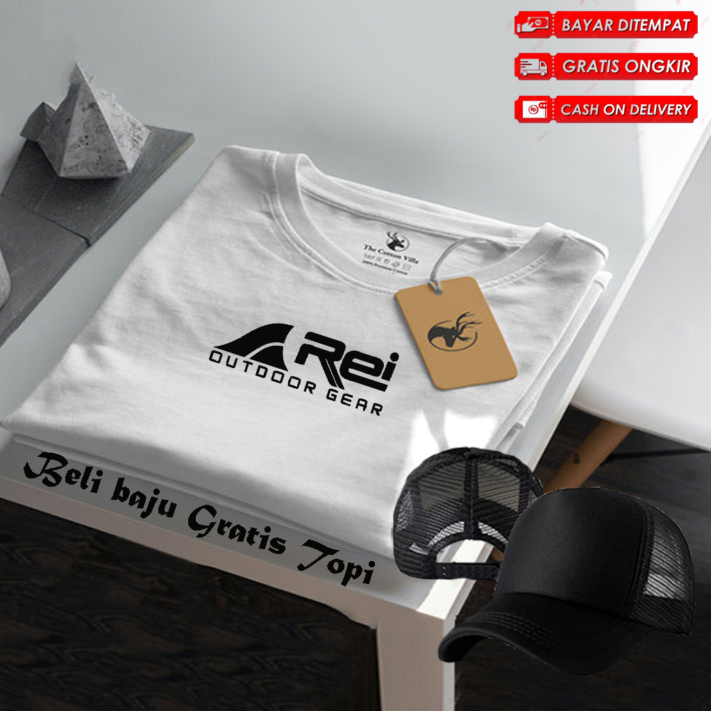 Bonus Topi Polos ... Baju Kaos Distro Logo Rey Text Hitam Lengan Pendek Premium Quality