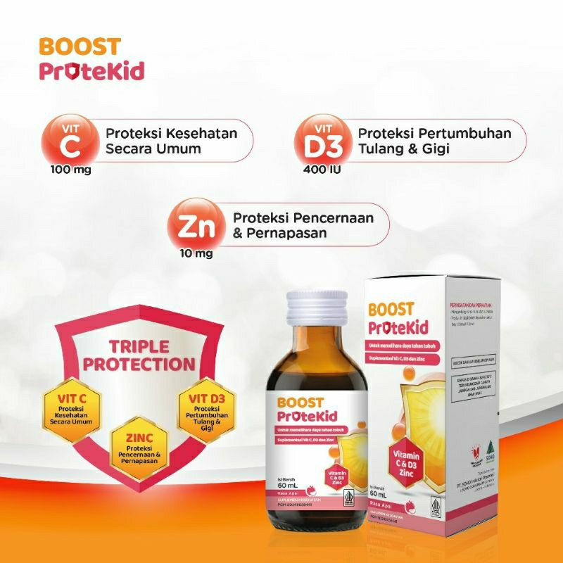 BOOST PROTEKIDS SYR 60ML (Suplemen Kesehatan Untuk Anak2-Vitamn C,D3 & Zinc)