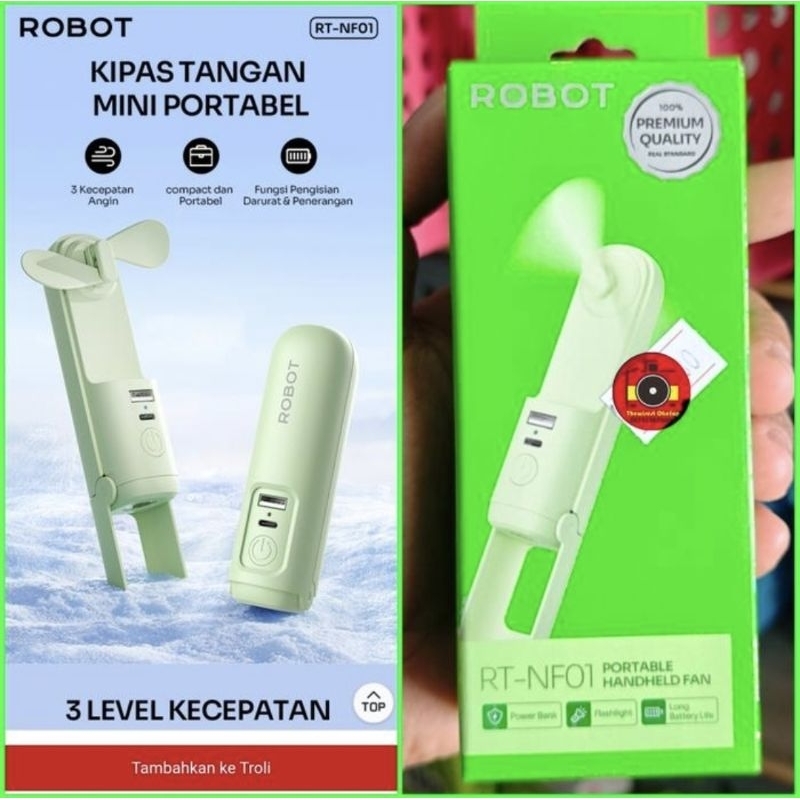 kipas Robot RT-NF01 Mini Fan 2000Mah portable kipas angin tangan genggam mini kecil