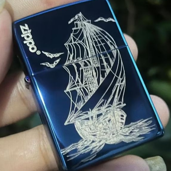 ZIPPO USA ORI BLUE MOTIF KAPAL PESIAR ELEGANT HIGH QUALITY