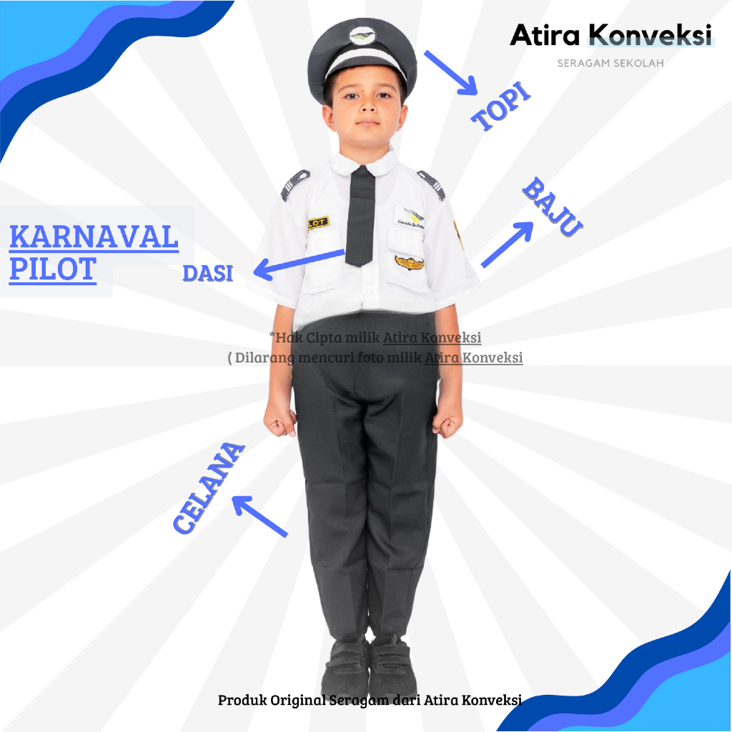 BAJU PROFESI PILOT  - BAJU KARNAVAL ANAK TK