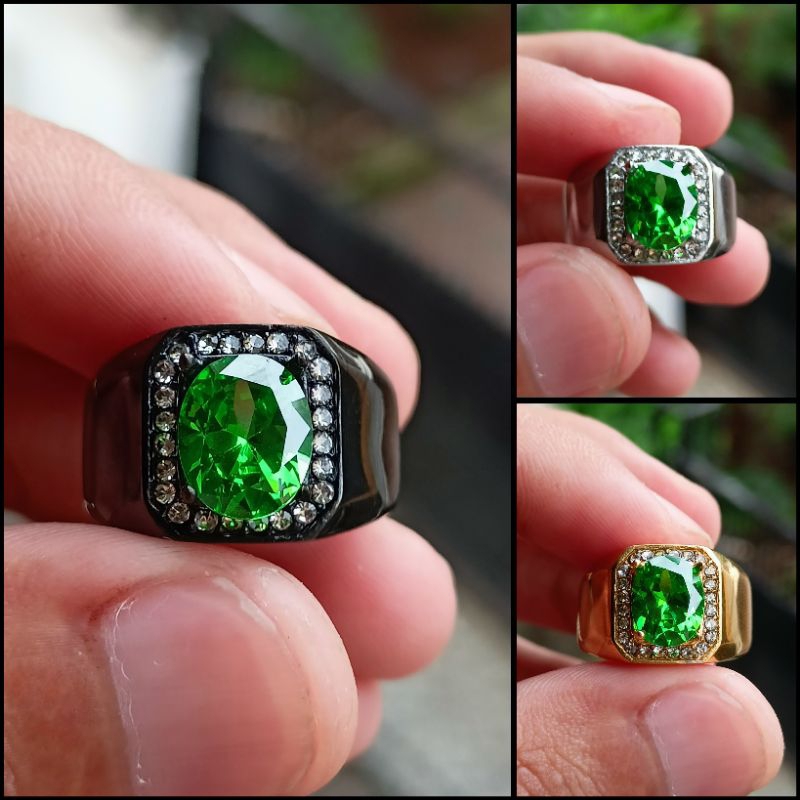 Cincin Batu Green Aquamarine Cutting