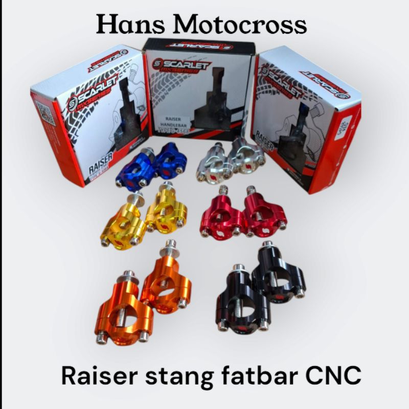 Raiser stang/peninggi stang fatbar bahan CNC Scarlet racing motor cross trail KLX 150 CRF 150 WR 155