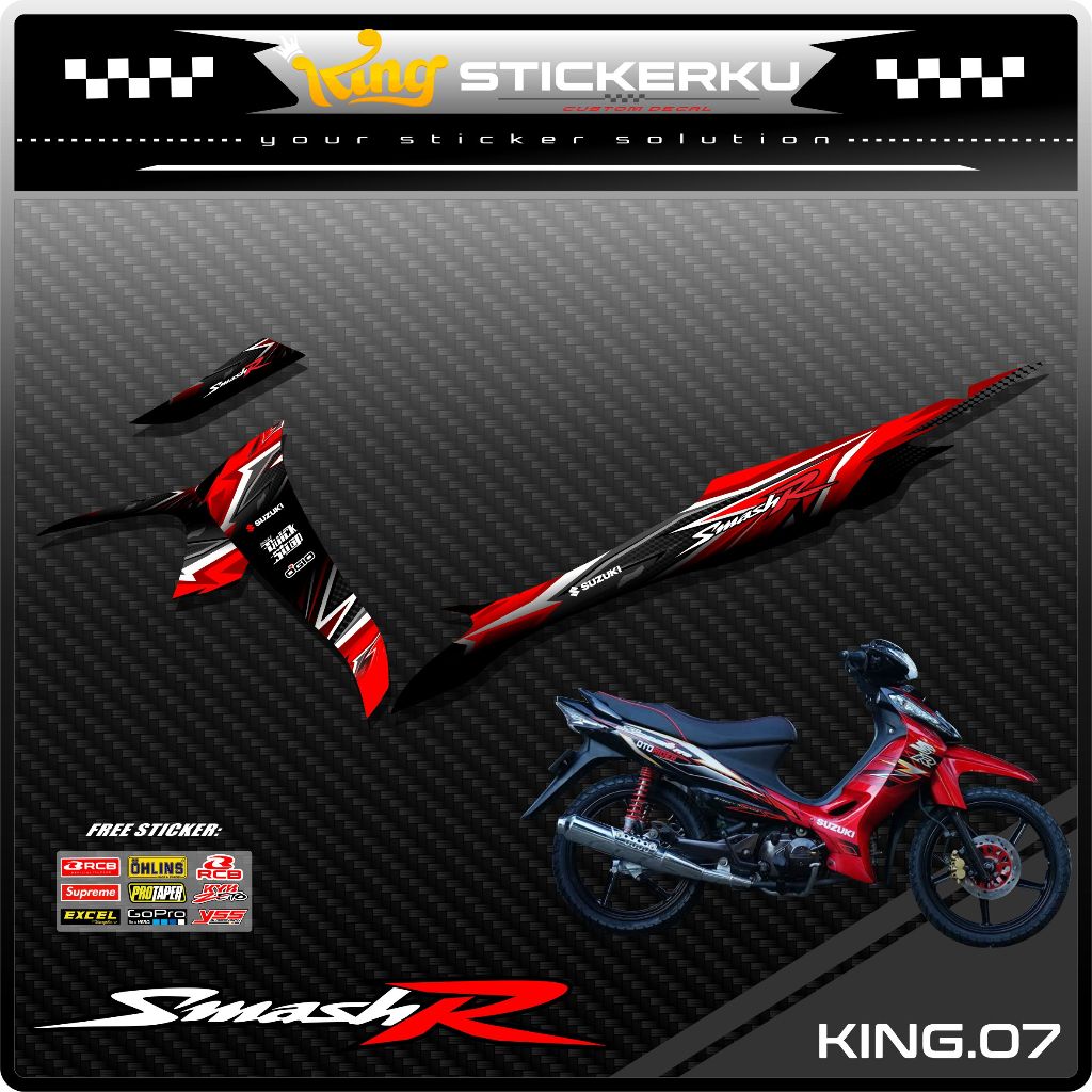 (COD)Sticker Striping Variasi Smash 110 R - Stiker Striping Motor Smash Lama Desain Racing. KS.07