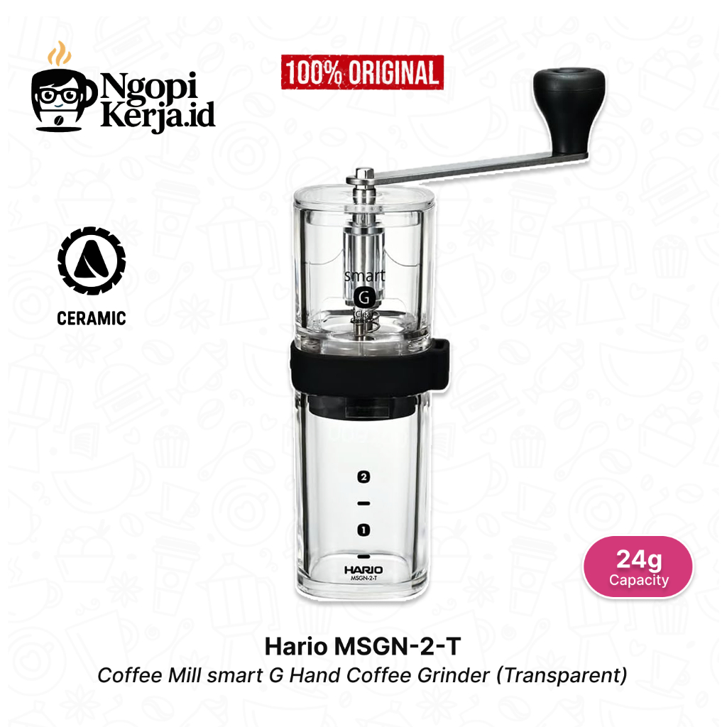 Hario MSGN-2-T Manual Coffee Grinder - Penggiling Kopi Manual Transparan 30 g