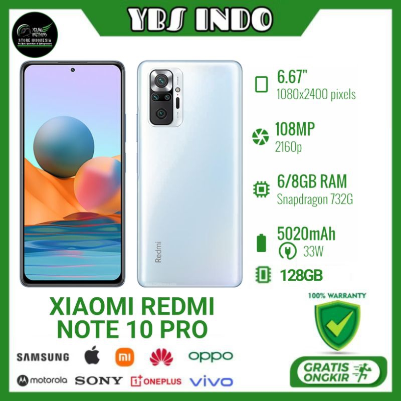 Xiaomi Redmi Note 10 Pro Ram 8/128Gb - Smartphone Bekas Bergaransi