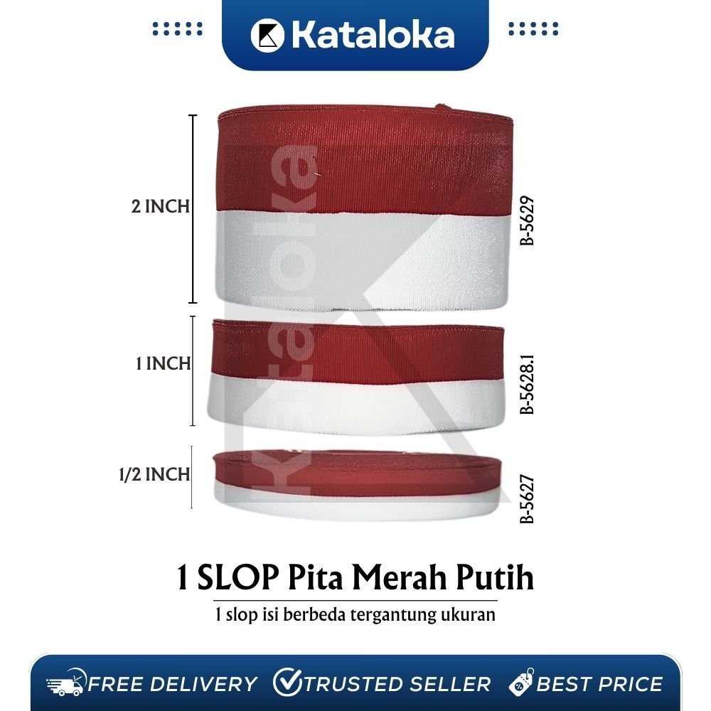 

1 Slop Pita Satin Merah Putih (0.5 Inch/1 Inch/2 inch)