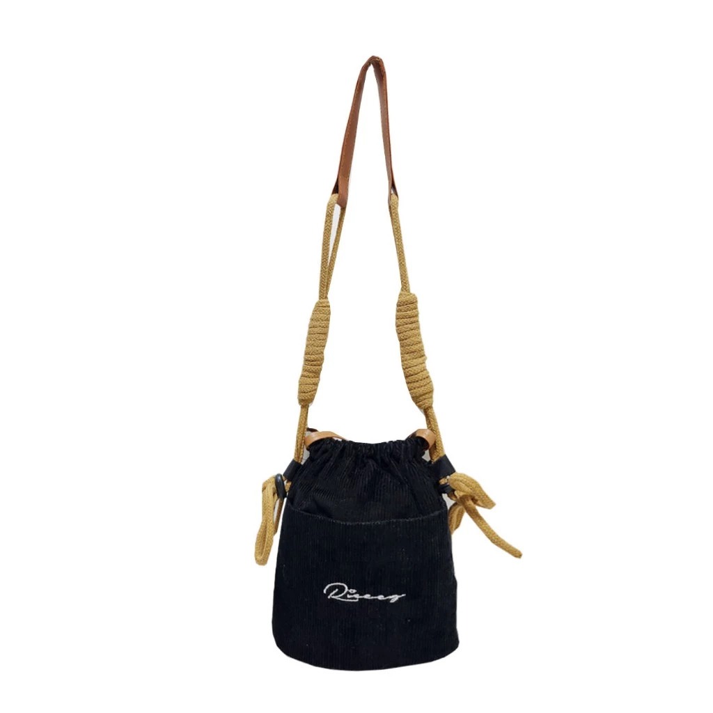 Tas Sling Bag Mini Serut Wanita Bahan Corduroy