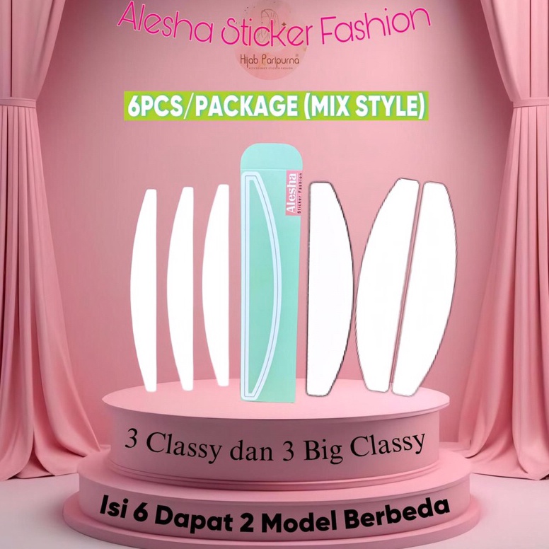 KODE M22A Alesha Hijab Tape 6pcs Model Campuran Classy  Big Classy Membuat Hijab Melengkung Paripurn