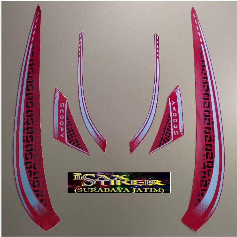 Majutak Gentar45 Striping Original Honda Scoopy Stylish Merah Doff Tahun 2025
