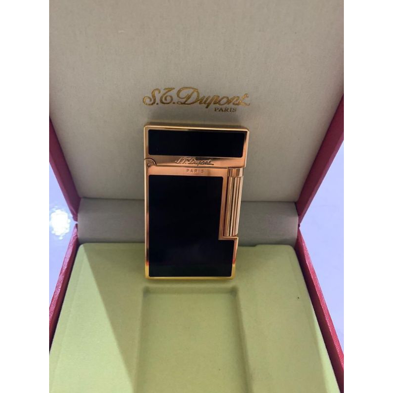St Dupont lighter black gold korek gas mewah premium mirror exclusive