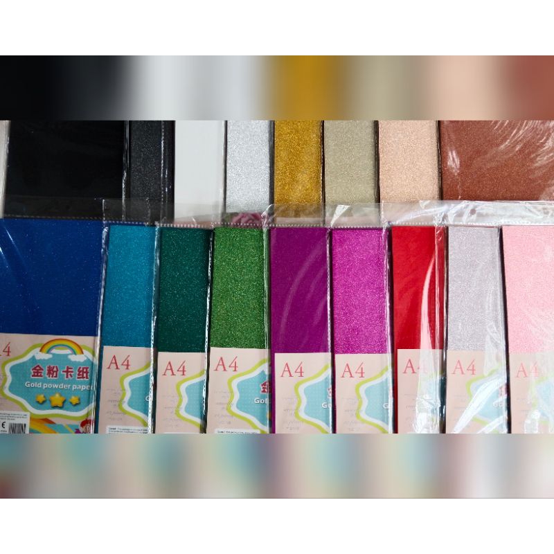 

HJK GLITTER HOLOGRAPHIC GOLD SILVER PAPER SET A4 10 LEMBAR KERTAS KARTON EMAS PERAK KILAP KILAU