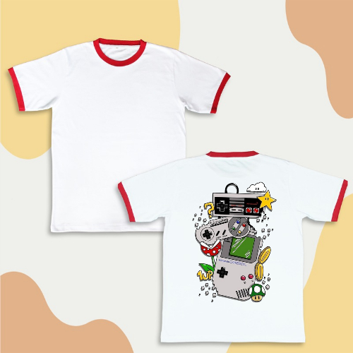 KAOS RINGER TEE GAME NINTENDO ANIMASI UNISEX - TSHIRT BAJU DEWASA FREE CUSTOM