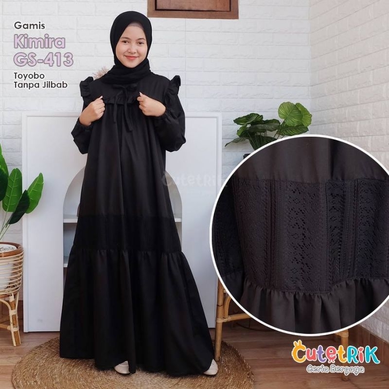 Cutetrik gamis hitam polos/ Gamis anak remaja terbaru