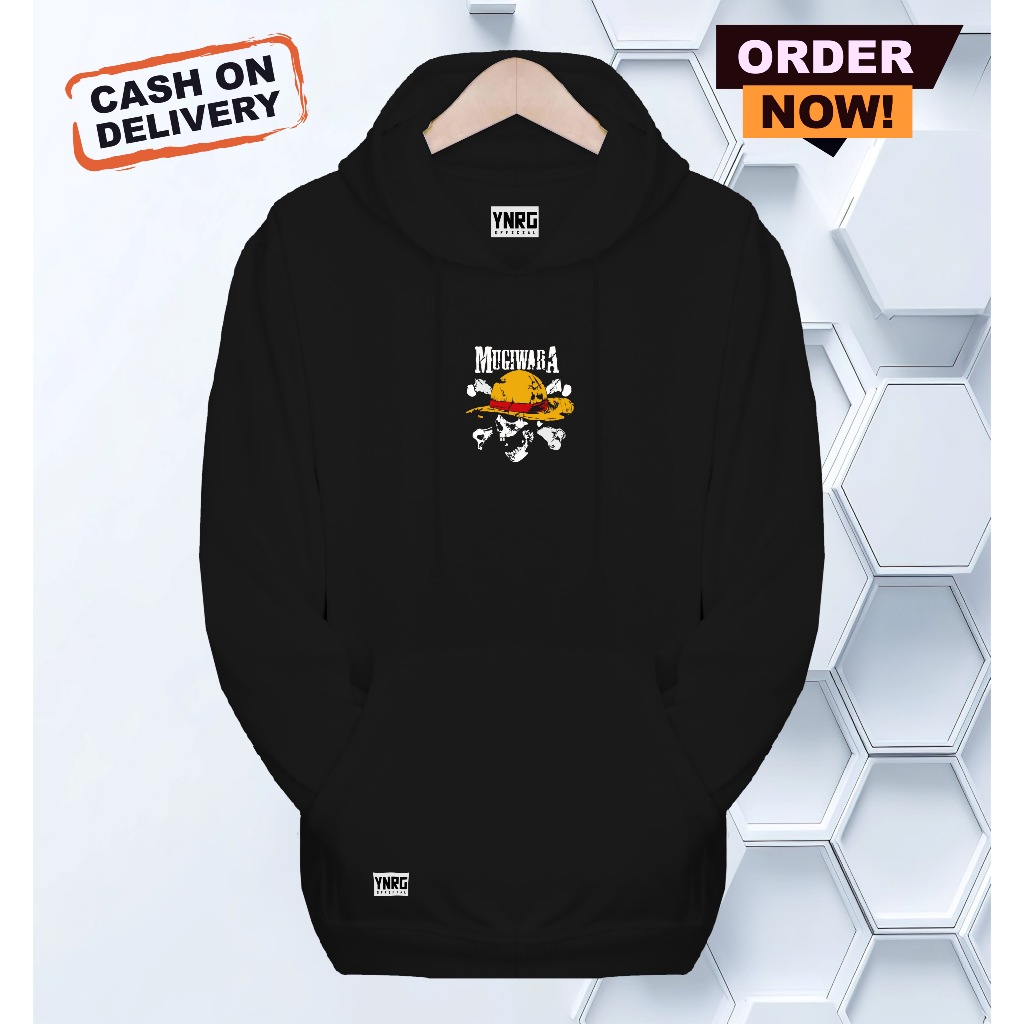 Jaket hoodie pria warna hitam luffy sweater cowok tebal adem terbaru oversize switer dewasa premium