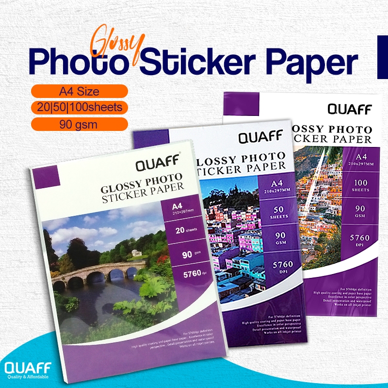 

QUAFF Photo Sticker A4 A3 Glossy Sticker Paper / Kertas Cetak Stiker A4 , stiker tahan air