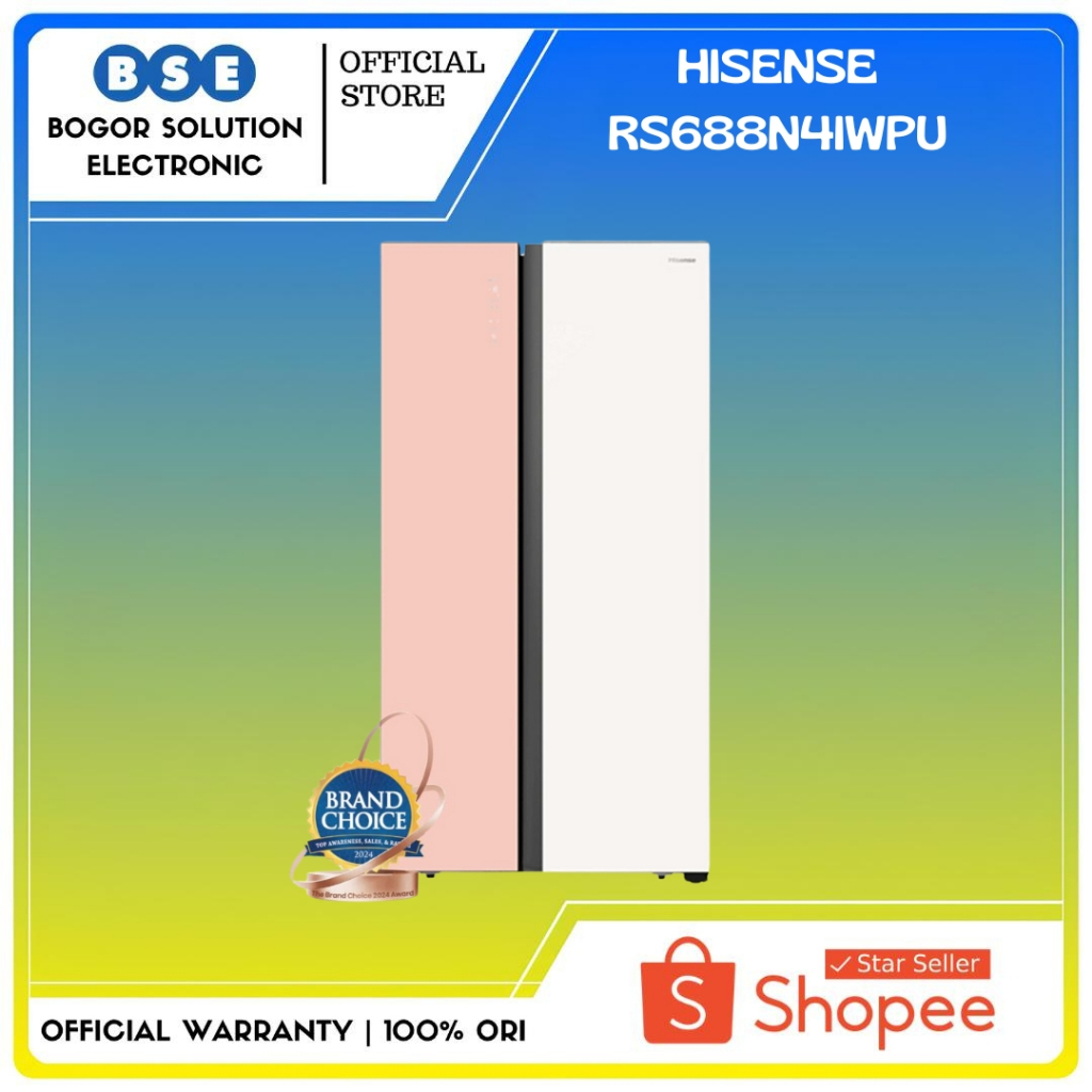 Kulkas Bespoke Inverter 564L Hisense RS688N4IWPU Side by Side Bespoke