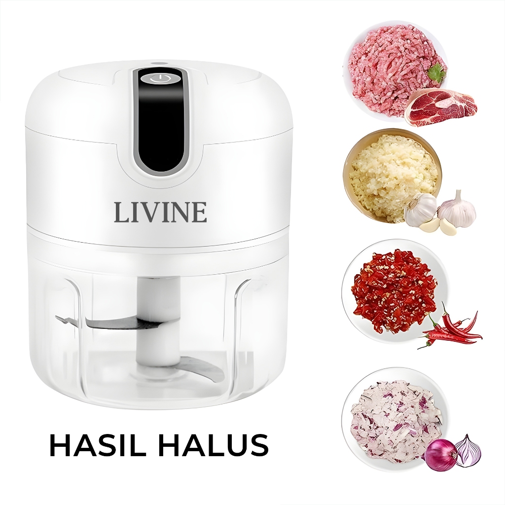 Livine Mini Chopper Blender 2 Mata Pisau 250Ml Portable Blender Dapur Elektrik Serbaguna