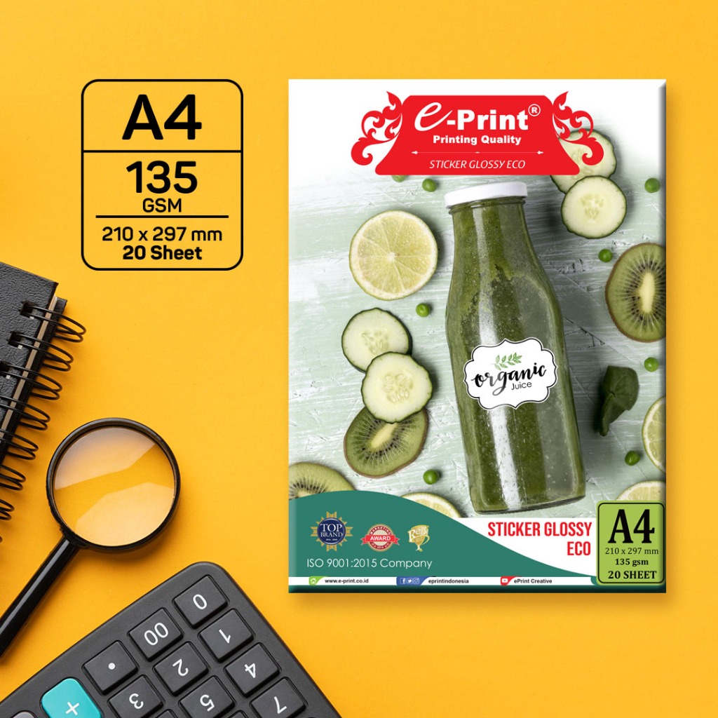 

E-Print Stiker Glossy Eco A4 135 gsm 210 x 297 mm 20 Sheet WATERPROOF